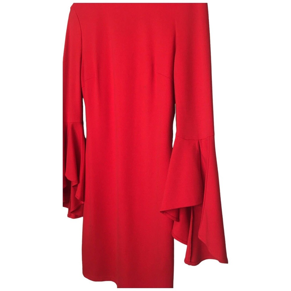 Lulus Gimme Some Flair Red Flounce Sleeve Bodycon Lined Womens Dress Red M - Picture 4 of 16